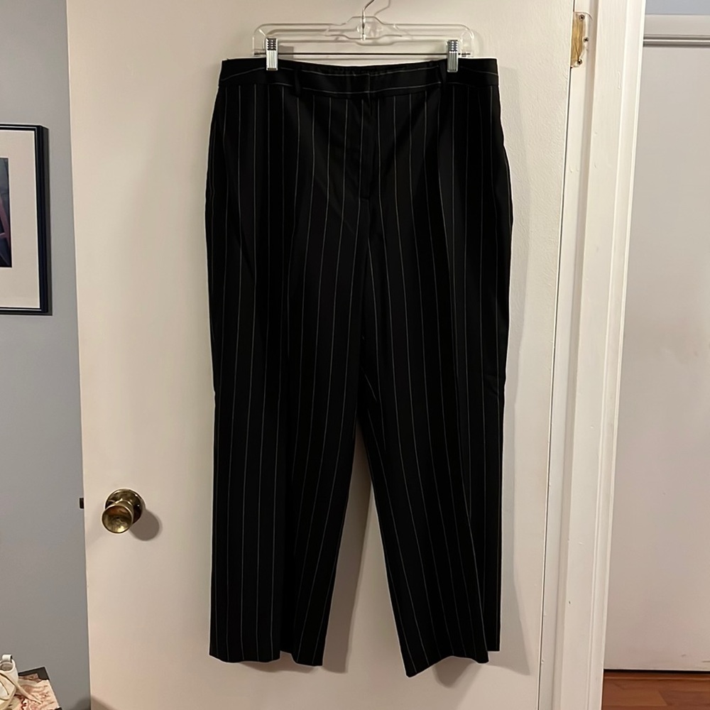 Anne Klein flat front pinstripe trousers
